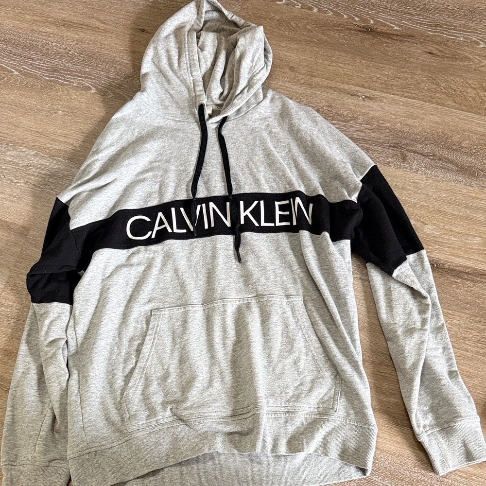 Calvin Klein Men's Gray and Black lounge Hoodie